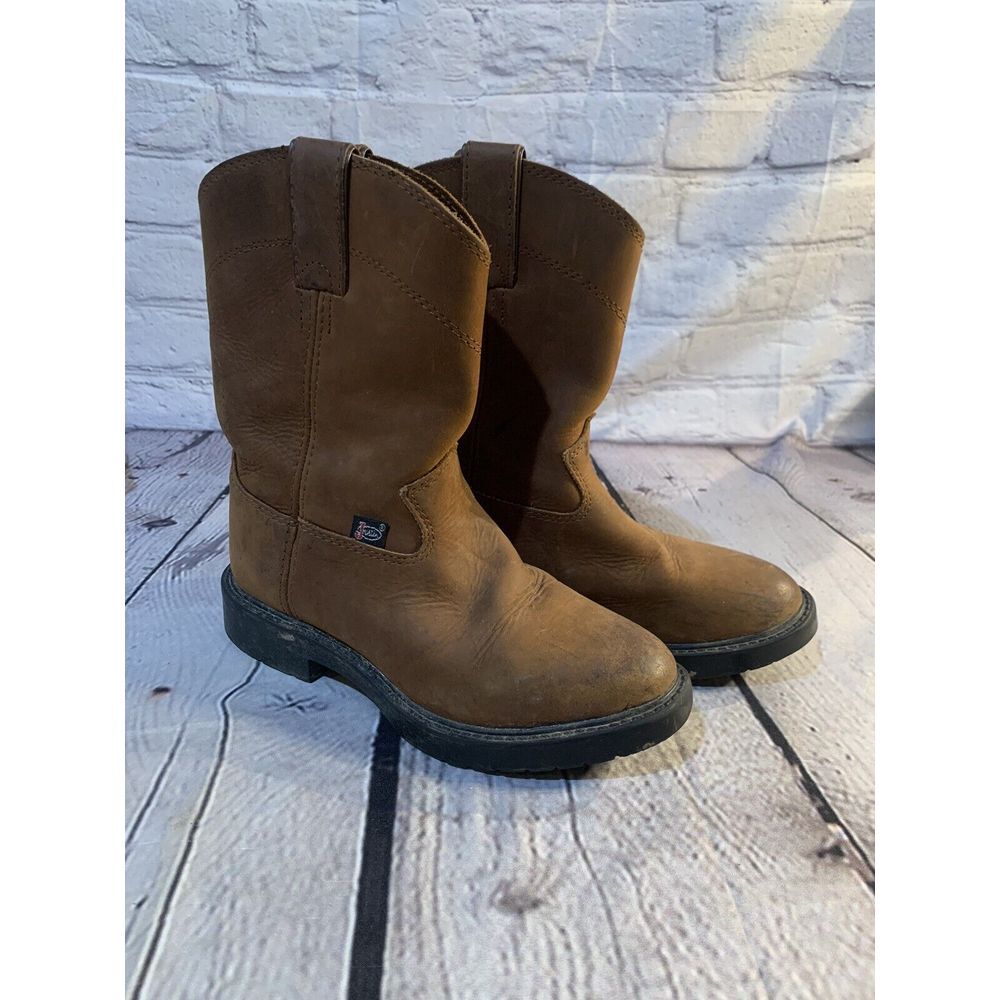 Justin Boots Western Kid's Roper Aged Bark Work Boot Style #4782Y Youth Size ?